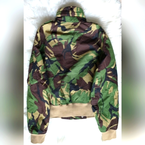 EUC rag & bone abstract camo cotton orange satin lined full zip front arm zip - Picture 2 of 16